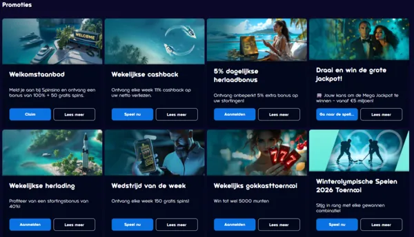 spinsino bonuses page